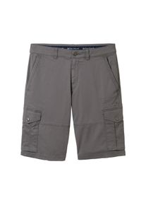 Tom Tailor Herren Cargo Shorts, grau, Uni, Gr. 30, baumwolle