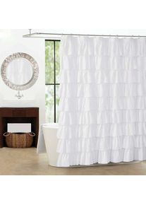 Rideau de douche à volants blanc-salle de bain en tissu de ferme 72x72 pouces Texture mode