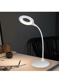 Globo Lampe de bureau LED variateur tactile lampe de chevet lampe de table flexible blanche, batterie câble USB, plastique blanc, 5W 260lm blanc neutre,