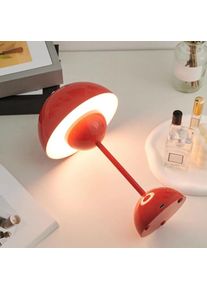 Lampe de bureau LED lampe de Table champignon 3 couleurs lampes de chevet tactiles à intensité variable pour bureau chambre Bar cadeau de noël（Red）