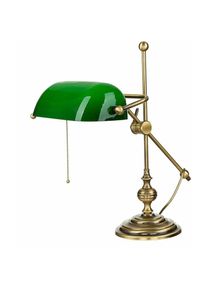 Licht-Erlebnisse - Lampe de banquier réglable laiton véritable verre E27 h : 47 cm Lampe de bureau - Bronze clair brillant, vert
