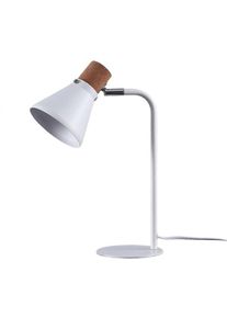 Lampenwelt Lampe à poser 'Silva' en métal pour bureau - blanc, brun clair