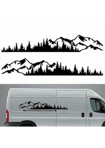 2 pièces autocollant de voiture montagne forêt vinyle voiture autocollant camion fenêtre pare-chocs voiture porte autocollant Kayak décoratif vinyle