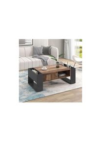 Liberté - Table basse en bois, Avec compartiments de rangement des deux côtés, table de canapé du salon, grand espace de rangement