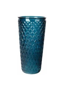 Paris Prix - Vase Déco En Verre relief Losange 23cm Bleu Indigo