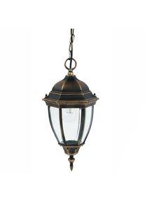 Licht-Erlebnisse Lampe à suspendre extérieure or antique verre TORONTO IP44 - Or antique - Or antique