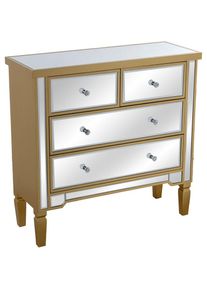 Fijalo - commode bois/miroir 4 tiroirs doré 85X33X84CMpour tous les styles pour ajouter une touche à la maison