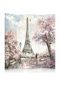 FEEBY - Paravent Printemps à Paris - Élégance et Romance chez Vous - 145 x 150 cm - 2 faces r° v° + rotation 360° - Rose