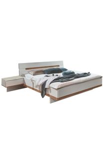 Lit futon girbo couchage 180 x 200 cm 1 paire de chevet 1 tiroir coloris blanc rechampis chêne artisan - blanc