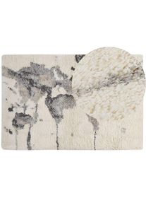 Beliani Tapis Blanc et Gris en Polyester 200 x 300 cm à Motif Abstrait Carte du Monde Sevan - Blanc