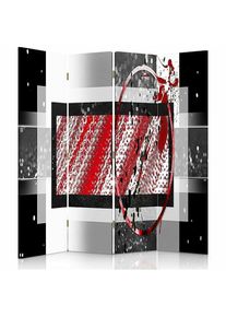 FEEBY - Paravent Design Abstrait 4 Panneaux Pour Intérieurs Modernes - 145 x 180 cm - 2 faces r° v° + rotation 360° - Rouge