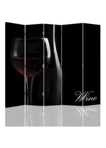 FEEBY - Paravent Déco Vin 5 Panneaux pour Intérieur Élégant - 180 x 180 cm - 2 faces r° v° - Noir, blanc