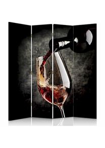 FEEBY - Paravent Décoratif Élégance Vin Rouge pour Intérieur - 145 x 180 cm - 1 face déco, 1 face noir - Noir, blanc