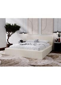 Lit double 140x200 Buffy - Cadre de lit avec sommier à Lattes - Style, Design Lit rembourré - Beige (Vito 23) - Beige