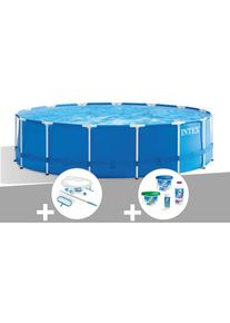 Kit piscine tubulaire Intex Metal Frame ronde 4,57 x 1,22 m + Kit de traitement au chlore + Kit d'entretien