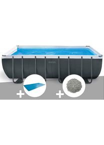 Kit piscine tubulaire Intex Ultra XTR Frame rectangulaire 5,49 x 2,74 x 1,32 m + Bâche à bulles + 10 kg de zéolite