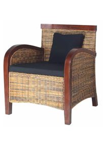 Fauteuil chaise siège lounge design club sofa salon rotin tissé à la main marron