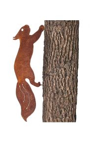 Décoration d'écureuil en métal de couleur rouille naturelle, adaptée aux jardins, terrasses，32x9cm