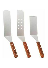 Ensemble de spatules en acier inoxydable Ustensiles de cuisine et de grillades Spatules lisses et perforées 3pcs Fei Yu
