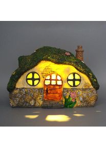 Maison translucide dans le jardin - Lampe solaire pour pelouse - Décoration intérieure et extérieure - Décoration en résine effet bois