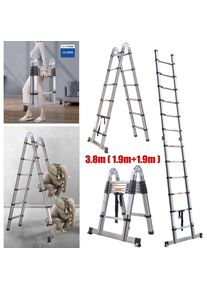 3.8M A-forming Teleskopleiter Extensible Ladder Escabeau polyvalent Jusqu'à 150kg Max