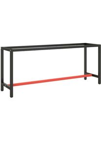 vidaXL - Cadre de banc de travail Noir et rouge mat 190x50x79 cm Métal