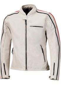 Held Brixham, veste en cuir pour femmes , couleur: Gris Clair/Rouge , taille: 44