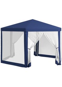Outsunny 3 x 2.5m Hexagon Gazebo, Garden Party Tent with Protective Mesh Screen Walls, 6 Ropes, Blue | Aosom Ireland
