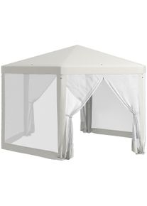 Outsunny 3 x 2.5m Hexagon Gazebo, Garden Party Tent with Protective Mesh Screen Walls, 6 Ropes, Cream White | Aosom Ireland