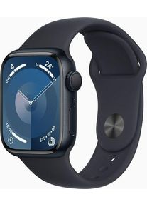 Apple Watch Series 9 Aluminium 41 mm (2023) | GPS | Mitternacht | Sportarmband Mitternacht S/M