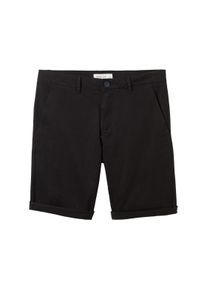 Tom Tailor Herren Slim Chino Shorts, schwarz, Uni, Gr. 28, baumwolle