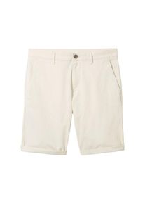 Tom Tailor Herren Slim Chino Shorts, weiß, Uni, Gr. 36, baumwolle