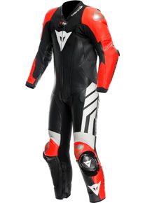 Dainese Mugello 3 D-air, combinaison en cuir 1pcs. perforée , couleur: Noir/Rouge Néon/Blanc , taille: 64