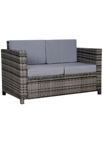 Outsunny Rattan 2 Seater Sofa Chair All-Weather Wicker Weave Chair Outdoor Garden Patio Furniture - Grey | Aosom Ireland