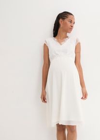 bonprix Mujer Vestido de novia premam&aacute; con cintur&oacute;n y falda plisada blanco 48/50