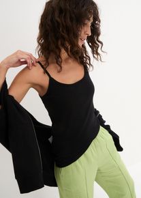 Top con spalline sottili in puro cotone (pacco da 3), Nero, Taglia 38/40 (XS), bonprix