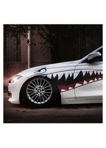 Une paire d'autocollants de bouche de requin personnalité de la voiture autocollants de voiture créatifs tirer fleur grand requin blanc autocollants