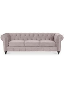 Intensedeco - Canape Chesterfield Velours 3 Places Altesse Taupe - Taupe