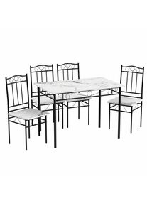 Eggree - Ensemble table à manger 109x 69x 75 cm et 4 chaises - marbre noir et blanc - style industriel pour cuisine, salle à manger, salon