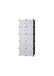 10 étagères de rangement en cube empilables en plastique pour organisateur de cube Design Armoire de placard modulaire multifonctionnelle avec tige