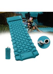 VINGO - Matelas pneumatique matelas de camping ultraléger avec pompe à pied tapis de camping plage camping randonnée Bleu
