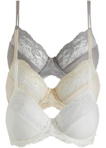 Beugel bh met delicaat kant (set van 3) - grijs - maat 95D - bonprix
