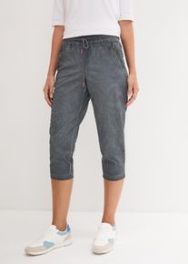 3/4-Hose mit Kontrast-Bindeband, grau, Größe 34, mit Baumwolle, bonprix