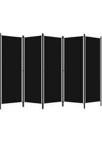 Inlife - Cloison de séparation 5 panneaux Noir 250x180 cm