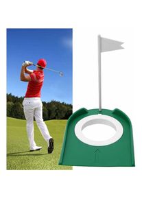 Golf Practice Putting Cup Putting Cup Plastique Golf Putting Cup Vert Plastique Réglable Avec trou et drapeau-Fei Yu