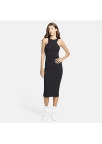 Nike Sportswear Chill Rib aansluitende mouwloze midi jurk - Zwart