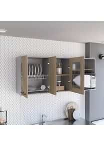 Meuble de cuisine Hasselt, avec armoires et étagères intérieures 60CM l x 150CM p x 40CM p Gris / Rovere