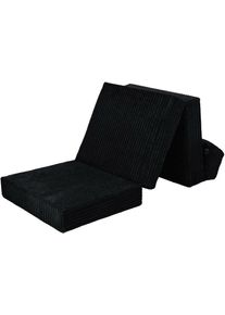 Matelas pliable invités - Canapé-lit confortable et futon pliant avec Appui-tête 205x71x14cm - Noir - Loft 25