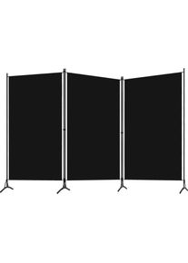 Inlife - Cloison de séparation 3 panneaux Noir 260x180 cm