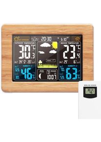 Station météo sans Fil Horloge de météo colorée numérique avec capteur extérieur Thermomètre extérieur intérieur avec Date Température Humidité